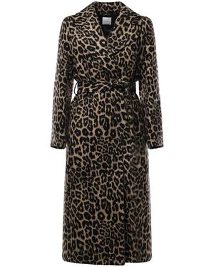Alisheva Cappotto Lungo Con Stampa Leopardo - Nero