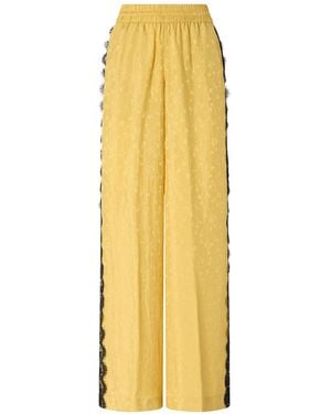 Pinko Pantaloni Palazzo Con Motivo Floreale E Banda - Giallo