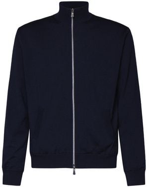 Fedeli Felpa Con Zip A Collo Alto - Blu