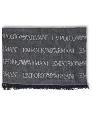 Emporio Armani Sciarpa Con Logo - Grigio