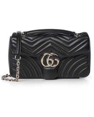 Gucci Borsa A Spalla Gg Marmont Media - Nero