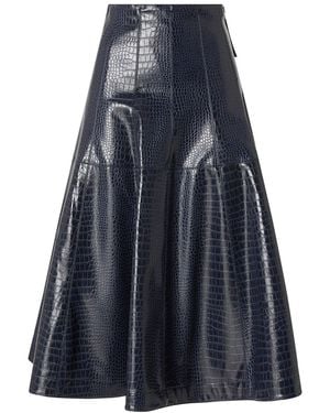 Pinko Gonna Midi Con Stampa Coccodrillo - Blu