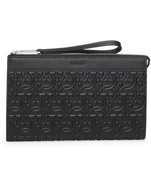 Ferragamo Pouch Con Goffratura Gancini - Nero