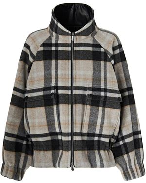Pinko Caban Con Zip E Fantasia Check - Nero