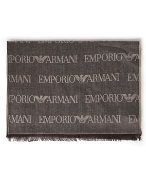 Emporio Armani Sciarpa Con Logo - Grigio