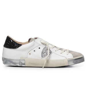 Philippe Model Sneaker Bassa Prsx Con Talloncino Glitter - Bianco