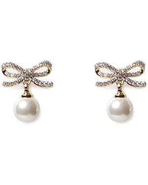 Self-Portrait Orecchini Bow Pearl Earrings - Bianco