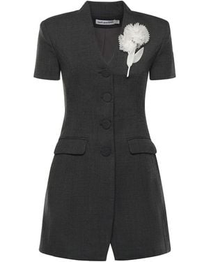 Self-Portrait Mini Abito Con Dettaglio Floreale - Nero