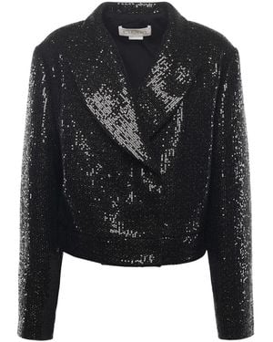 Genny Giacca Cropped Con Paillettes - Nero