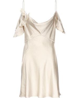 Self-Portrait Mini Abito Con Fiori - Neutro