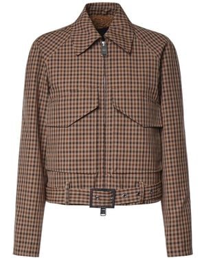 Dondup Giacca Check Con Cintura - Marrone