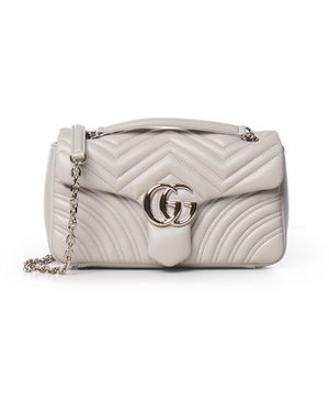 Gucci Borsa A Spalla Gg Marmont Media - Bianco