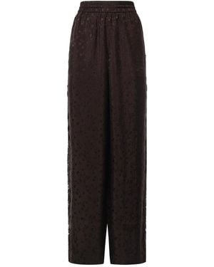 Pinko Pantaloni Palazzo Con Motivo Floreale E Banda - Nero
