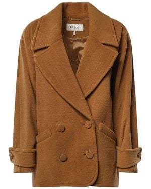 Chloé Cappotto Cropped Doppiopetto - Marrone