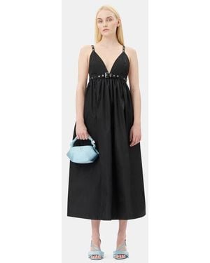 Ganni Duchesse Nylon Strap Dress - Black