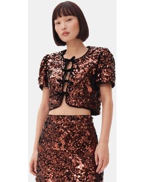 Ganni Sequins Blouse - Red