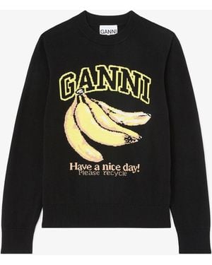 Ganni Jumper With Banana - Black