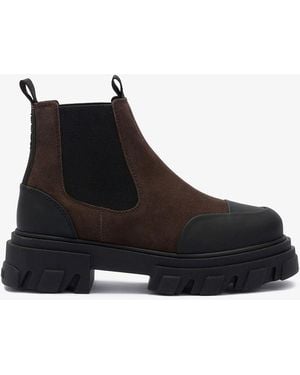 Ganni Cleated Low Chelsea Boots In - Black