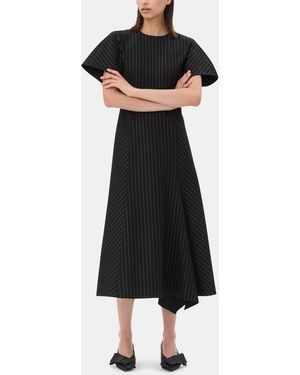 Ganni Pinstripe Long Dress - Black