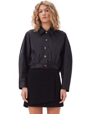 Ganni Double Satin Short Jacket - Black
