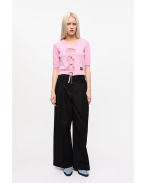 Ganni Heavy Cotton Tailoring Mid Waist Pants - Pink