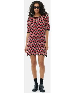 Ganni Cotton Crochet Mini Dress - Red