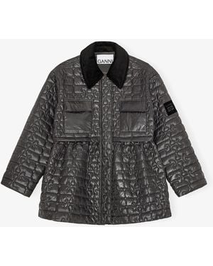 Ganni Dark Quilt Midi Jacket - Multicolour