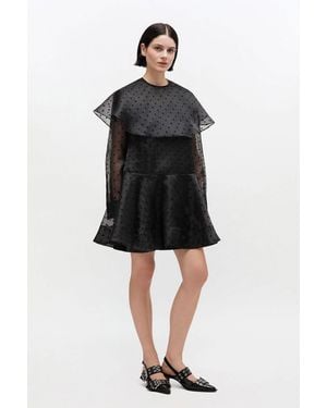 Ganni Organza Circle Collar Dress - Black