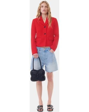 Ganni Heavy Denim Shorts - Red