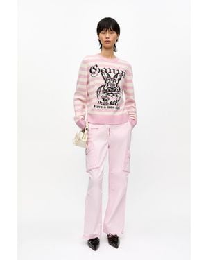 Ganni Washed Cotton Twill Pants - Pink