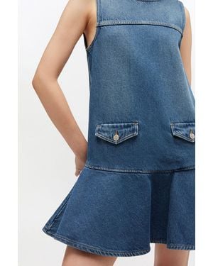 Ganni Light Denim Mini Dress - Blue