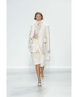 Ganni Lace-Up Mules - White