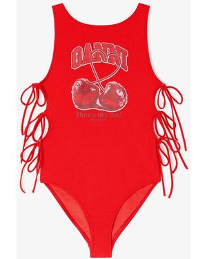 Ganni Swimsuit With Cherry - Red