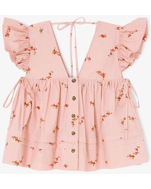 Ganni Bluse Aus Baumwolle Bio-Baumwolle - Pink