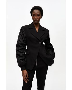 Ganni Bonded Crepe Mix Jacket - Black