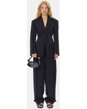 Ganni Tweed Suiting Blazer - Blue