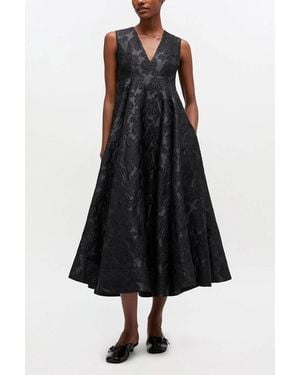 Ganni Satin Cloque Long Dress - Multicolour