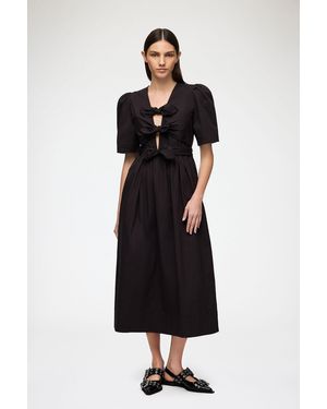 Ganni Stretch Cotton Dress - Black