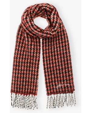 Ganni Checked Scarf - Red