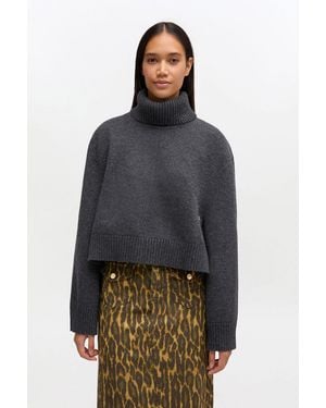 Ganni Wool Turtleneck Jumper - Blue