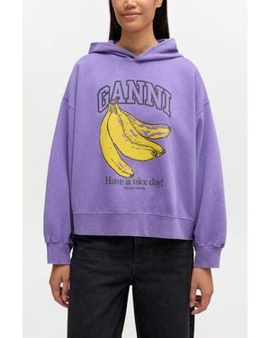 Ganni Vintage Wash Hoodie - Purple
