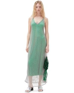 Ganni Embellished Mesh Dress - Green