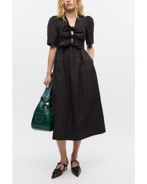 Ganni Stretch Cotton Dress - Black