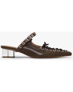 Ganni Dark- Oleatex Lace-Up Mules - Green