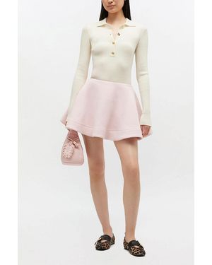 Ganni Peacoat Wool Circle Skirt - Natural