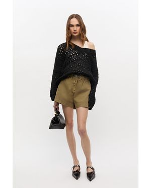 Ganni Washed Cotton Shorts - Black