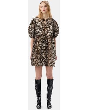 Ganni Organic Cotton Mini Dress - Brown
