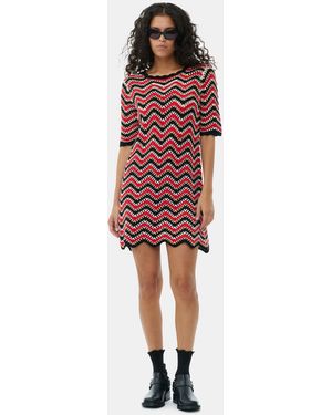 Ganni Cotton Crochet Mini Dress - Red