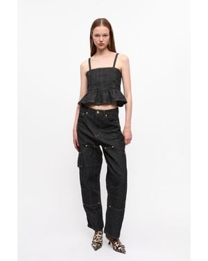Ganni Textured Carpenter Jeans - Black