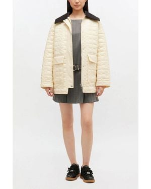 Ganni Shiny Quilt Midi Jacket - Natural